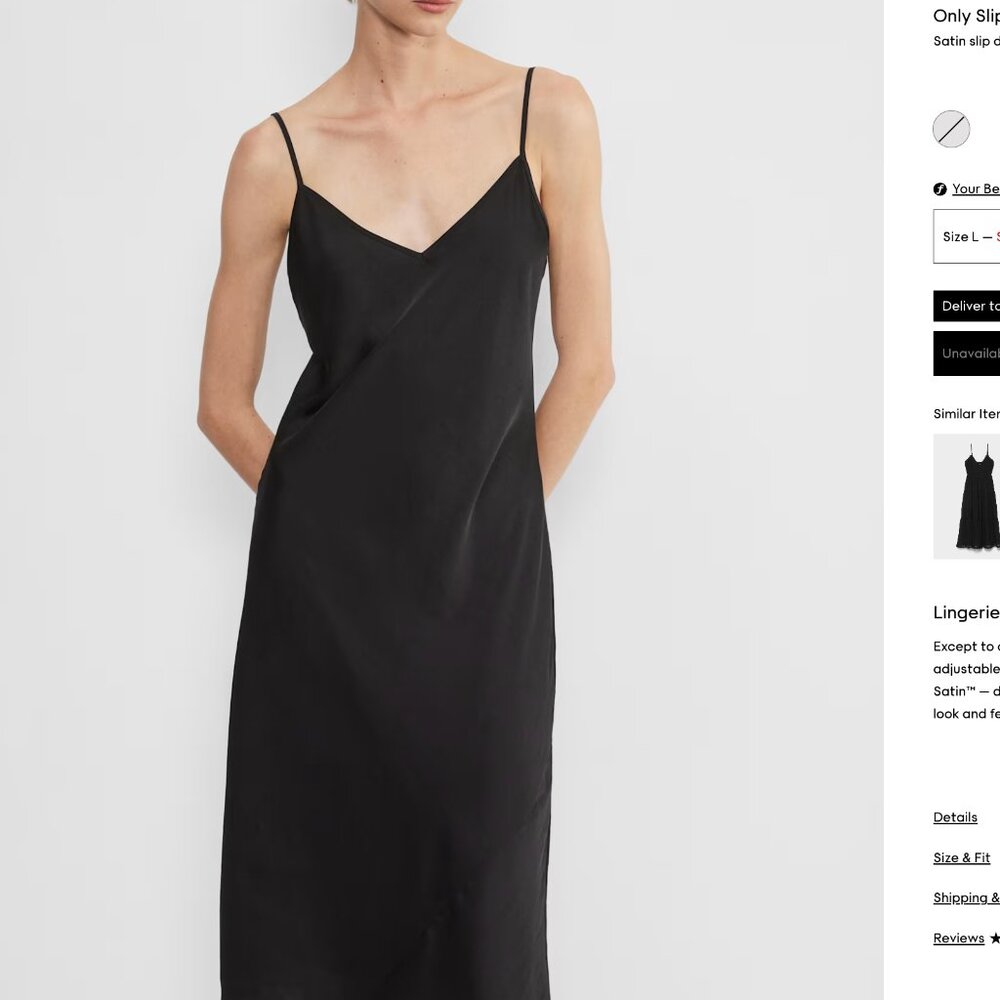 Only Slip Satin Midi Dress Aritizia Black - Picture 6 of 10